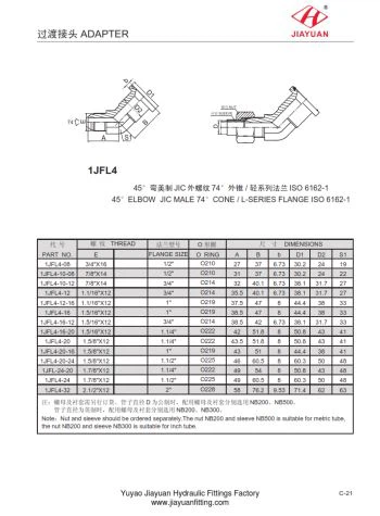 SAE Adaptor JIC flanșă 45 cot